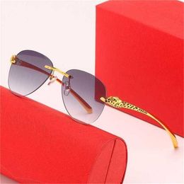 50% OFF Sunglasses 2023 new leopard head frameless men's and women's Fashion Trend pilot toad glassesKajia New