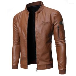 Men's Jackets 2023 Brand Clothing Men Slim Fit Leather Jacket Motorcycle Faux Couro Winter Coat Warm PU S-3XL