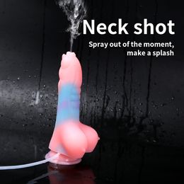 Anal Toys WOYE Monster Luminous Squirting Dildo Soft Silicone Ejaculating Fantasy Penis Sex Toys Glow in Dark Anal Plug Female Masturbator 230728