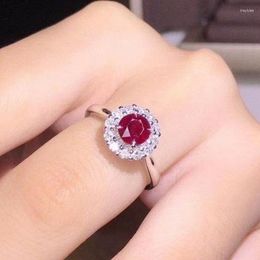 Cluster Rings MeiBaPJ 7 7mm Natural Pigeon Blood Red Ruby Gemstone Ring For Women Real 925 Sterling Silver Fine Wedding Jewelry