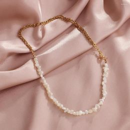 Chains Jewellery Fashionable Collarbone Chain Women's Inset Design Minimalist Stitching Asymmetric Pearl Necklace