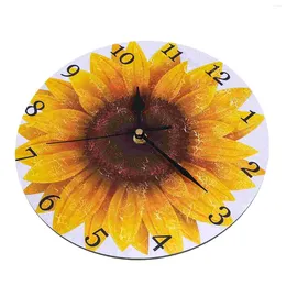 Wall Clocks Round Sunflower Clock Wooden Hanging Mute Kitchen Decoration
