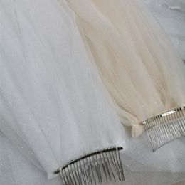 Bridal Veils Bling Two Layers 3.5M Long Wedding Luxury Shiny Glitter Tulle Bride Mesh Veil With Comb Mariage Accessories