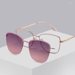 Sunglasses Cat Eye Anti Blue Light Glasses Frames Polarized Flip-on Men Women Metal Fashion Computer Eyeglasses