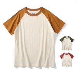 Men's T Shirts 210G Combed Cotton Vintage Patchwork T-shirt Summer Fashion Short Sleeve Basical Tees Unisex Simple Loose Casual Tops