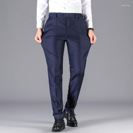 Men's Pants Premium No-iron Classic-fit Expandable-waist Pleat-front Pant 2023 Fashion Lattice Suit Business Trousers 298