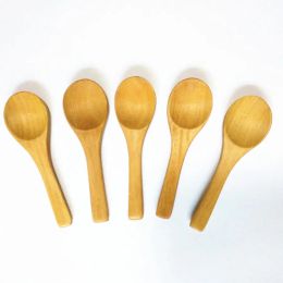500pcs 9CM/10 CM Mini Wooden or Bamboo Spoon Baby Honey Spoon Ice Cream Spoons LL