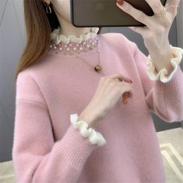 Women's Sweaters 2023 Autumn Winter Thick Sweater Women Knitted Ribbed Pullover Long Sleeve Fasion Slim Jumper Soft Warm Pull Femme