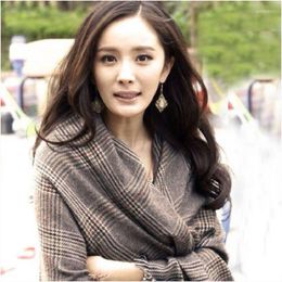 Scarves Cross-Border Winter Thick Style Cashmere-like Large Plaid Tassel Scarf Yang Mi Women's Shawl Factory Direct Supply