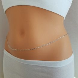 Navel Bell Button Rings 925 sterling silver Body Jewellery Sexy Chest Chain Belly Chains for Women Waist Female Girl 230729