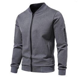 Men's Jackets Mens Casual Zipper Solid Color Collar Slim Warm Jacket Cardigan Big Man Sweater Sweaters For