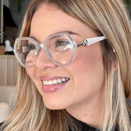 Sunglasses Fashion V Polygon TR90 Glasses Women Anti-Blue Light Personality Optical Prescription Eyeglasses Frame Transparent Eyewear