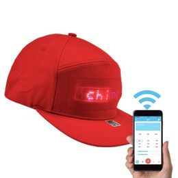 s LED Display Cap Smartphone App Controlled Glow DIY Edit Text Hat Baseball Tennis Sports 230728