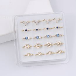 Navel Bell Button Rings 20 PCS Coloured Crystal Zircon Nose for Women Girl Piercing Bendable Nostril 18K Gold Plated Hoop Ear 230729