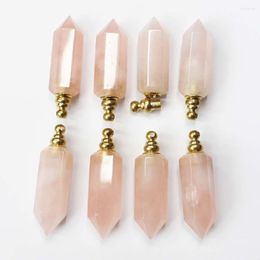 Pendant Necklaces 1pc Natural Stone Rose Quartz Polygon Pendants Small Bottle Necklace For Women Essential Fashion Reiki Charms Jewellery Gift