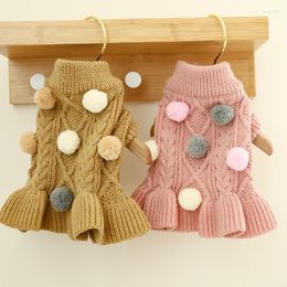 Dog Apparel PETCIRCLE Clothes Plush Ball Wool Sweater Dress Fit Small Puppy Pet Cat Spring&Autumn Cute Costume Skirt