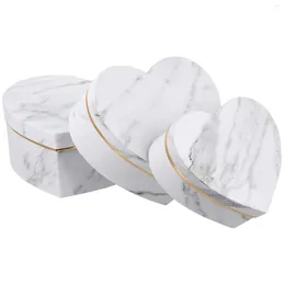 Gift Wrap 3 Pcs Clear Plastic Organiser Bins Flower Boxes Container Heart-shaped Case White Paper Storage