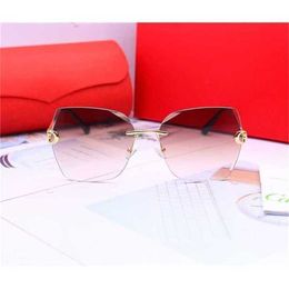 56% OFF Sunglasses 2023 polygon trimming large frame glasses gradient frameless sunglassesKajia New
