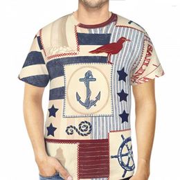 Men's T Shirts Quilting Fabrics Patterns Polyester 3D Print Nautical Art Shirt Outdoor Sports Quick-drying Clothes Loose Street Tees