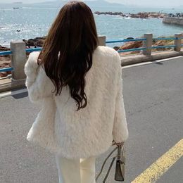 Women's Jackets Winter Female Wool Warm Coat Korean Version Of The Lazy Wind SingleBreasted Loose Top Ladies Pocket Decorative 230728