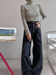 Women's Sweaters Early Autumn Women Striped Turtleneck Sweater Female Long Sleeve Slim Knit Pullover Top 2023 3 Colors