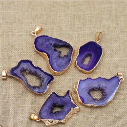 Pendant Necklaces Natural Agate Pendants Irregular Raw Ore Gold-plated Edge Necklace Fashion Clavicle Chain DIY Jewelry Accessories