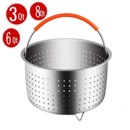 Other Cookware 304 Stainless Steel Steamer Basket Instant Pot Accessories for 368 Qt Pressure Cooker with Silicone Covered Handle 230728