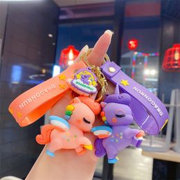 Fashion blogger designer jewelr Creative new cartoon unicorn doll keychain mobile phone Keychains Lanyards KeyRings wholesale YS228