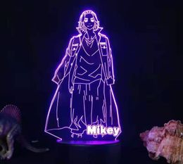 LED Light Sticks Manga Tokyo Revengers Mikey 3d Led Lamp for Child Bedroom Decor Night Birthday Gift Room Table Anime 230728