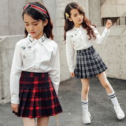 Saias Vintage plissadas menina para verão crianças xadrez algodão roupas escolares adolescentes meninas fundo crianças sukienka kleid 230728