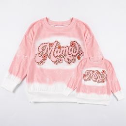 Girl's Dresses Girlymax Spring Baby Girls Mommy me Mama Mini Boutique Pink Top Bleached T shirts Kids Clothing Long Sleeve 230728