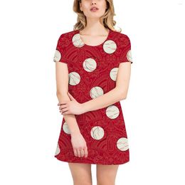 Casual Dresses Cute Round Polka Dots Full Print Ladies T-shirt Skirt Summer Street Trend Straight 2023 All-match