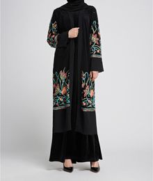 Ethnic Clothing Open Abaya Dubai Turkey Kaftan Muslim For Women Kimono Robe Puff Sleeve Morocco Embroidery Caftan Marocain Islam Femme