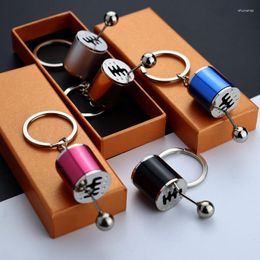 Keychains Creativity Car Gear Box Keychain Stainless Steel Keyring Auto Key Chain Ring Imitation 7 Speed Manual Car-styling