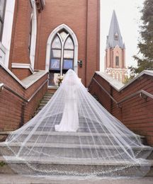 Bridal Veils Romantic Two-Layer Church Wedding Veil With Pearls Comb MM Accessories