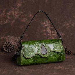 Evening Bags Retro Handbags For Women Genuine Leather Handle Bag 2023 Trend Designer Luxury Female Handbag Ladies Moblie Phone