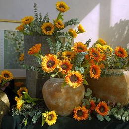 Decorative Flowers Sunflower Simulation Dried Flower Living Room Decoration Artificial Wedding Party