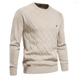 Men's Sweaters 2023 Argyle Basic Men Solid Colour O-neck Long Sleeve Knitted Male Pullover Winter Fashion Warm For