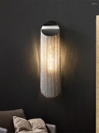 Wall Lamp Nordic Fringed Aluminum Chain Lamps Post Modern Living Room Background Deco Luxury Bedroom Sconces Lights E14 Lighting