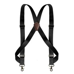 Suspenders Heavy Duty Trucker for Men Work 3 5cm Wide X Back with 2 Side Clips Hooks Adjustable Elastic Big Tall Trouser Braces 230729