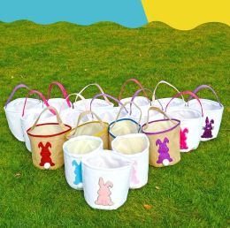 Easter Rabbit Basket handbag Easter Bunny Bags Rabbits Printed Canvas Tote Bag Egg Candies Baskets 4 ColorsZZ