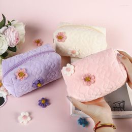 Storage Bags Girl Cute Velvet Small Cosmetic Bag Fashion Women's Flower Beauty Makeup Toiletry Student Pencil Case Organizer