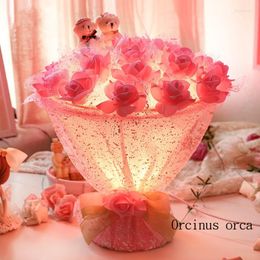 Table Lamps Modern Romantic Flower Lamp Valentine Gift Wedding Bedroom Bedside Creative Pink Roses