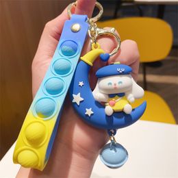 Fashion blogger designer jewelr New Moon Bunny Keychain Pendant mobile phone Keychains Lanyards KeyRings wholesale YS193