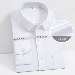 Men's Dress Shirts 100% Cotton Oversized Button Up Shirt Liquid Ammonia Anti-wrinkle Longsleeve Shirt for Men White Business Slim Fit Shirt Men 230728