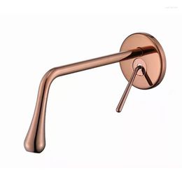 Bathroom Sink Faucets Basin & Cold Brass Wall Mounted Water Taps Single Handle Unique Design Rose Gold/Black/Chrome/Gun Grey