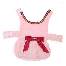 Dog Apparel Puppy Summer Clothes Pink Lightweight Dress Hook And Loop Closure Cute With Bowknot For Walking Pography