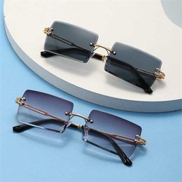 50% OFF Wholesale of New frameless cut edge Women's net red metal sunglasses Fashion UV proof Sunglasses