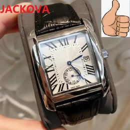 Fashion roman number square quartz genuine leather watch women men classic popular style business day date designer dress gift wri2958