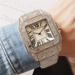 Iced Out Watches for Men and Women Full Diamond Strap Quartz Movement Fashion Dress Watch Auto Date Waterproof Analog High Quality225p